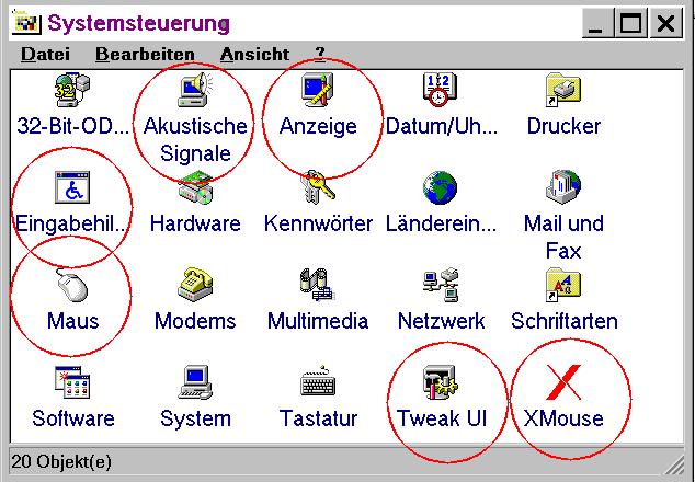 Screenshot der Systemsteuerung
